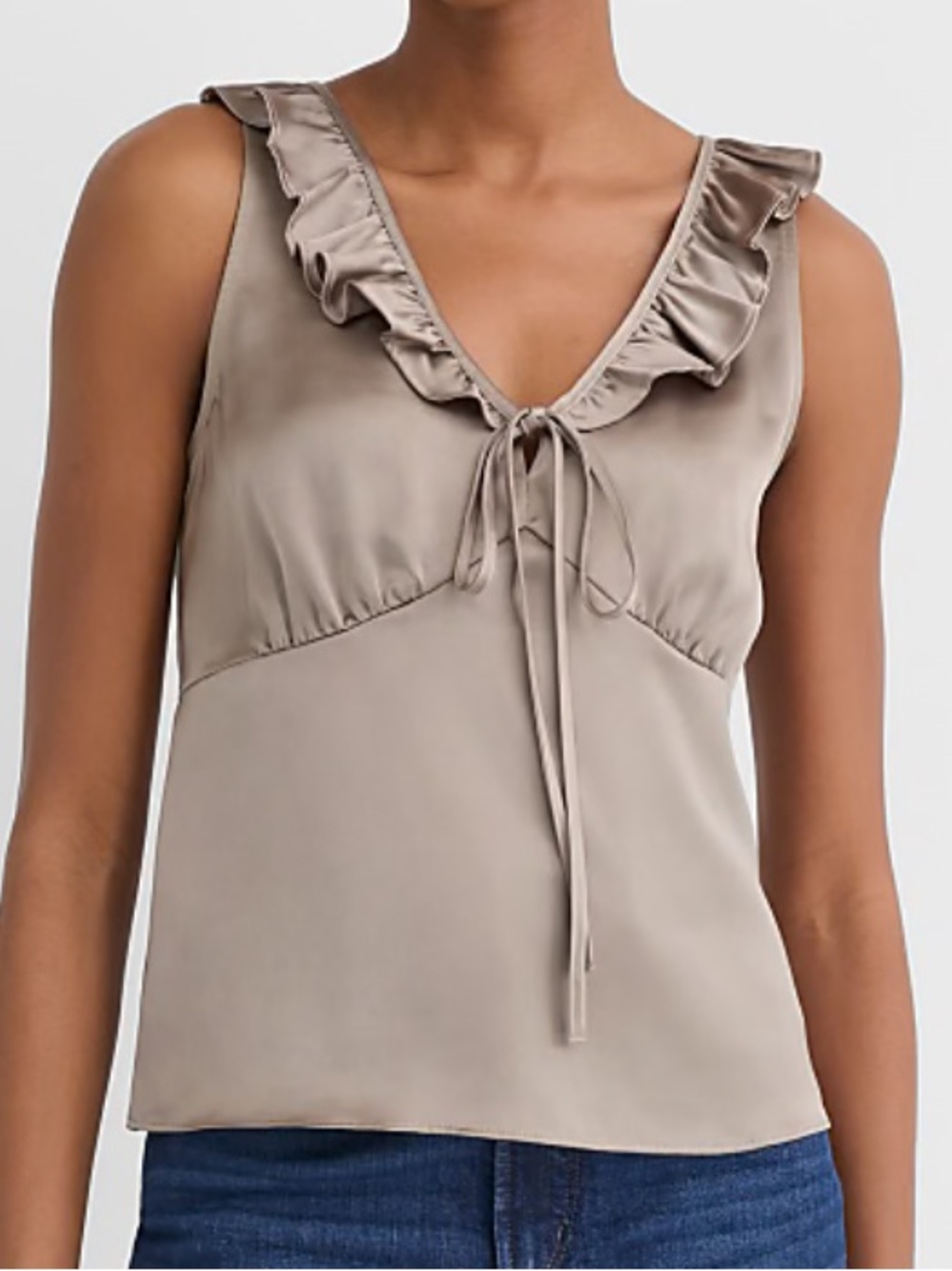 LOFT NWT Satin Ruffle Tie Neck Cami Size Small